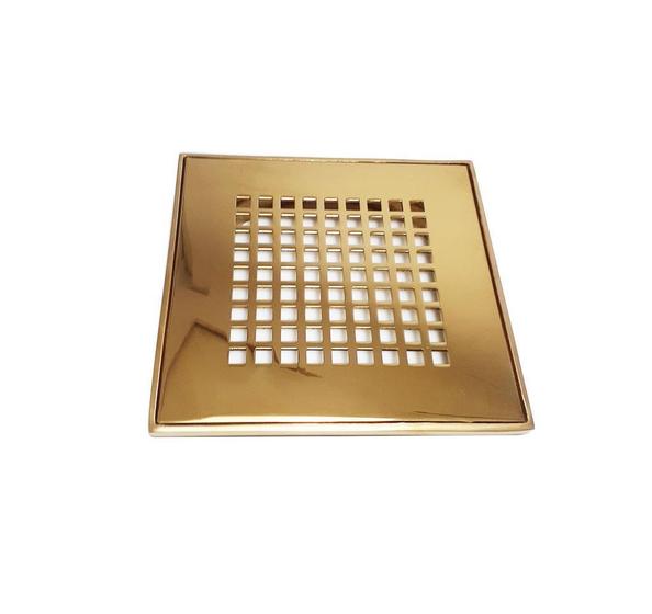 Imagem de Ralo Dourado Quadriculado Gold Com Caixilho 15X15 Fineza