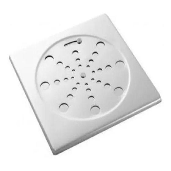 Imagem de Ralo Grelha Inox Para Banheiro Quadrado 10X10 Com Fecho