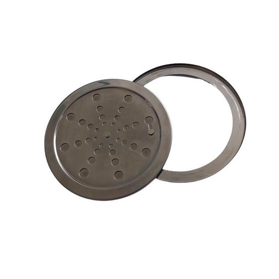 Imagem de Ralo Grelha Inox Redonda 100 mm C/Fecho Com Aro Inox  0,6 mm