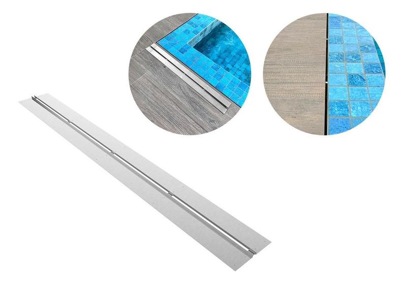 Imagem de Ralo Grelha Linear Para Borda De Piscina 1 M X 12 Cm Em Inox