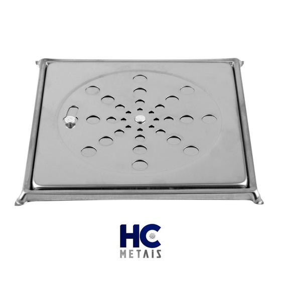 Imagem de Ralo Grelha Quadrado Inox 15x15 Com fecho e Com Caixilho