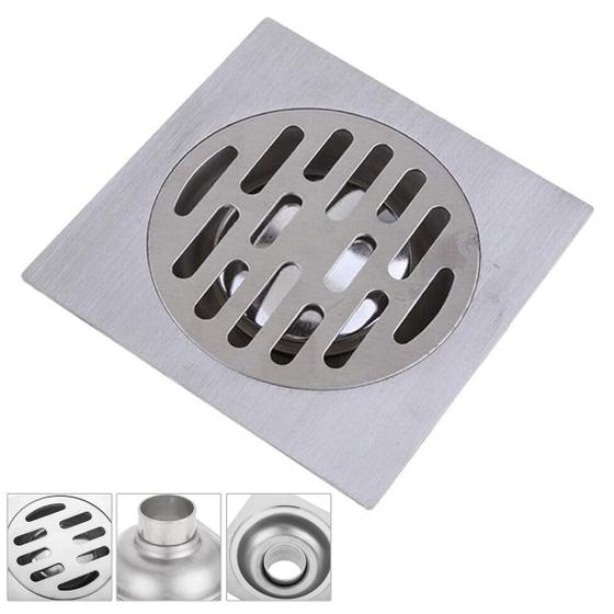 Imagem de Ralo Inox 10x10 Banheiro Lavabo Resistente Seguro Higienico Varanda Jardim Quintal Duravel