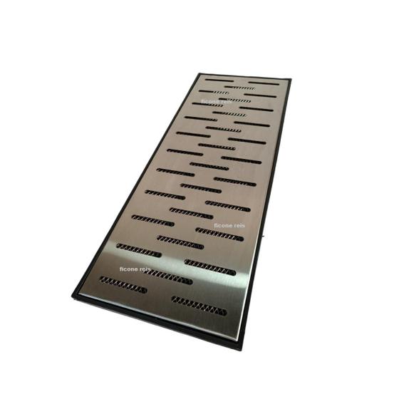 Imagem de Ralo Inox modelo 20x50 Caixa Coletora Saída Para Baixo Tela Anti Insetos (19,5cmx49,5cm)