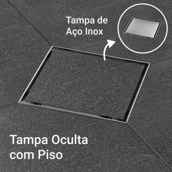 Imagem de Ralo invisível inox tampa oculta quadrado 10x10 não é pvc