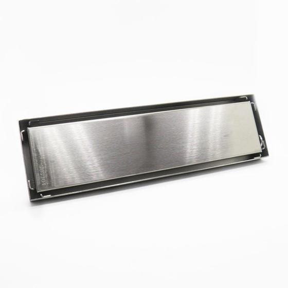 Imagem de Ralo Invisivel Linear 30cm Anti Insetos Tampa Aço Escovado Inox Canto Banheiro