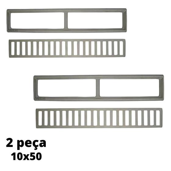 Imagem de Ralo Linear 10x50 Cm Alumínio Escovado Grelha 2 und