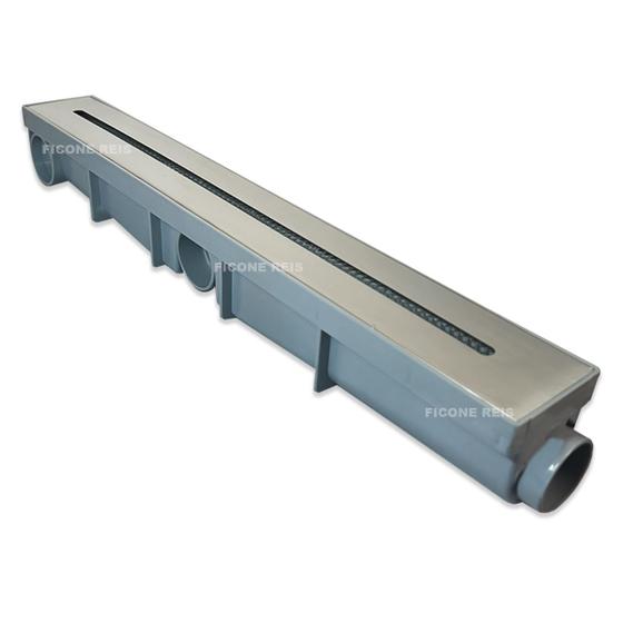 Imagem de Ralo Linear 6x50 Inox 304 modelo Ciclope Coletor Cinza Com Tela Anti Inseto