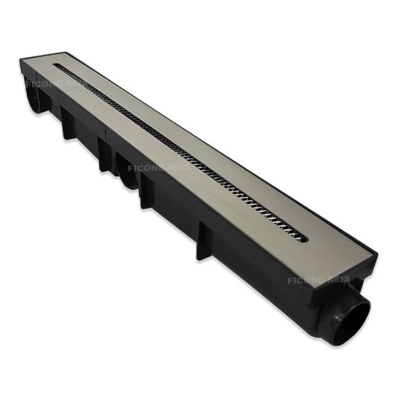 Imagem de Ralo Linear 6x50 Inox 304 modelo Ciclope Coletor Preto Com Tela Anti Insetos