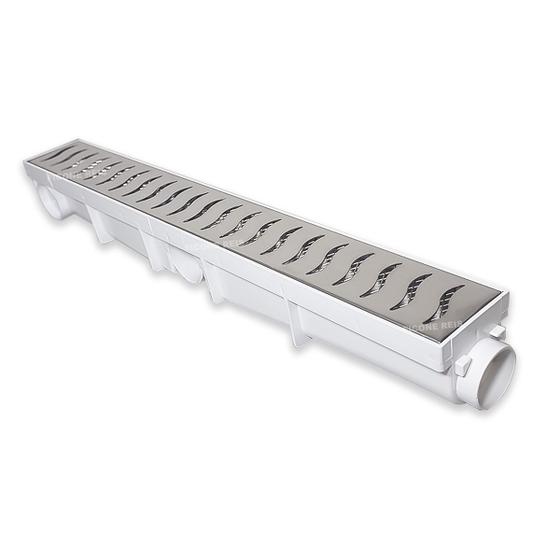 Imagem de Ralo Linear 6x50 Inox modelo Luxo S com Tela Coletor Branco Sequencial Saídas de 40mm