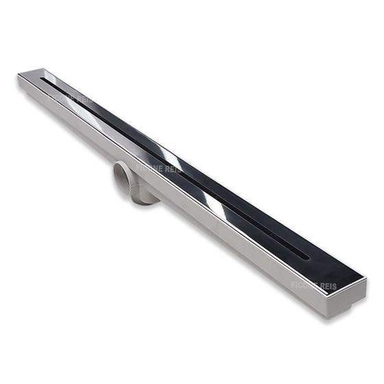 Imagem de Ralo Linear Banheiro 5x70 Inox 304 Ciclope Caixa Sifonada Branca com Tela