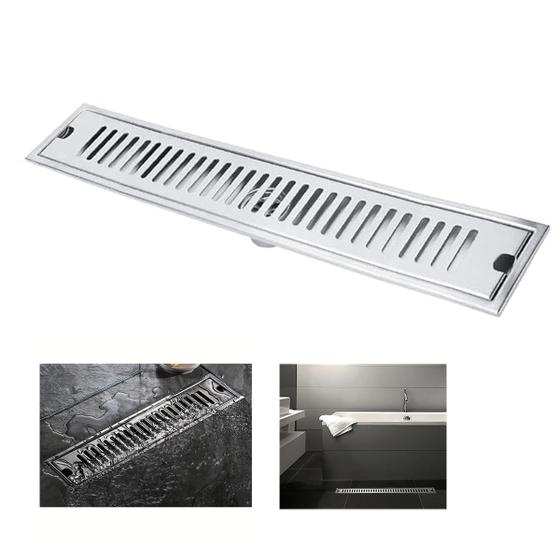 Imagem de Ralo Linear Inox 40cm Banheiro Lavabo Area Externa Anti Odor Anti Inseto Piscina Quintal Seguro Resistente Higienico