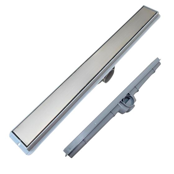 Imagem de Ralo Linear Inox 5x50 com Tela Invisível Piso e Coletor Cinza