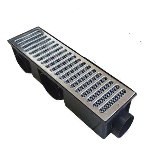 Imagem de Ralo Linear Modular Grelha Inox 15x50cm Coletor Preto C Tela