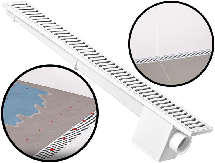 Imagem de Ralo Linear Modulável Com Grelha E Sifão Interno Para Banheiro Sacada Lavabo 50cm Herc 