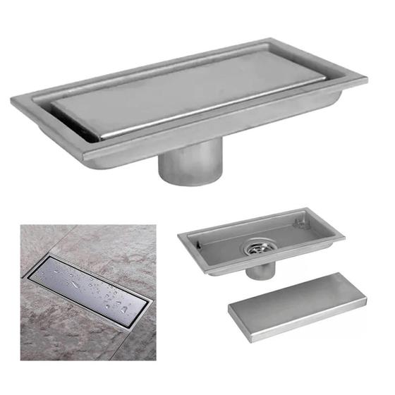 Imagem de Ralo Linear Oculto 30Cm Invisivel Inox Banheiro Lavabo