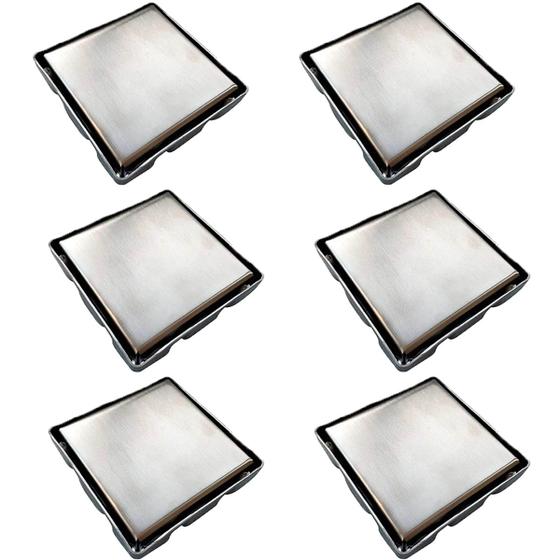 Imagem de Ralo Oculto Invisivel 15X15 Aço Inox Kit 6 Uni Anti Odor Banheiro Box Banho Varanda Cozinha Lavabo Lavanderia Discreto Higienico Seguro