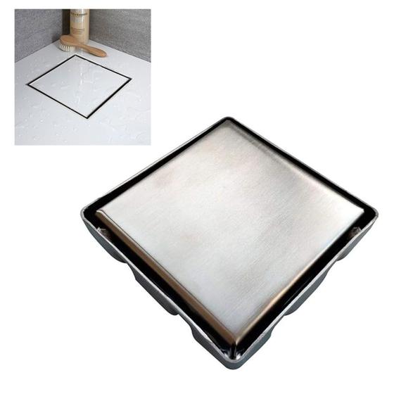 Imagem de Ralo Oculto Invisivel 15X15 Inox Banheiro Box Varanda Lavanderia Cozinha Anti Odor Inseto Resistente