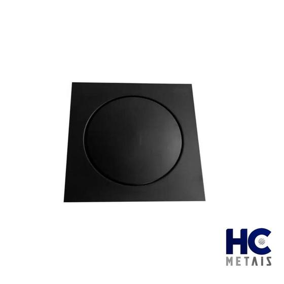 Ralo Para Banheiro 15x15 Click Inteligente Preto Fosco - HC METAIS Imagem de Ralo Para Banheiro 15x15 Click Inteligente Preto Fosco