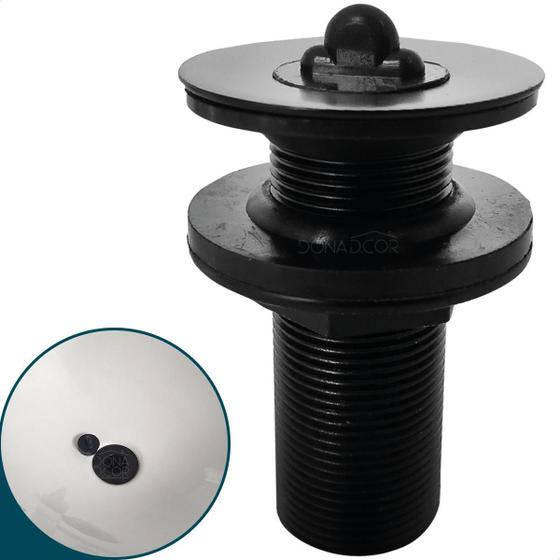 Imagem de Ralo Pia 7/8 Preto Inox Tampa Silicone Lavatório 3 Cm Preta