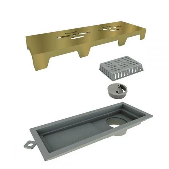 Imagem de Ralo Tiny Pvc 25cm Com Tampa Inox Gold Linear