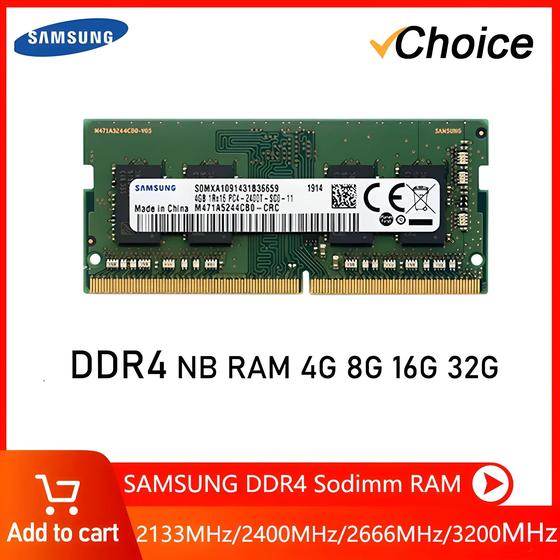 Imagem de RAM De Notebook Samsung DDR4 SODIMM De Alto Desempenho 4GB 8GB 16GB 32GB 64GB 2400MHz 2133MHz