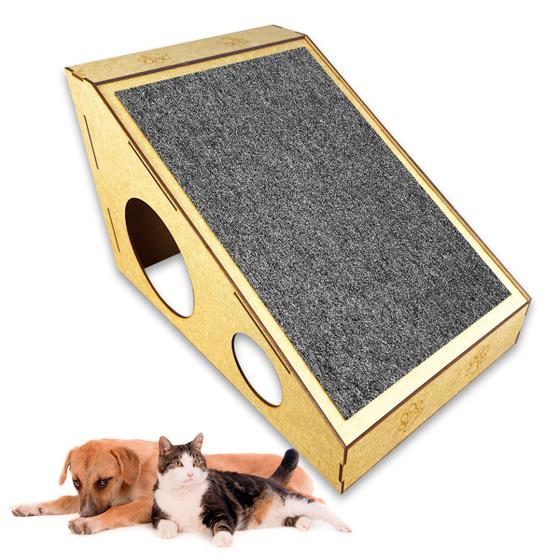 Imagem de Rampa Arranhador Gato Brinquedo Anti Stress Pet Mdf Carpete