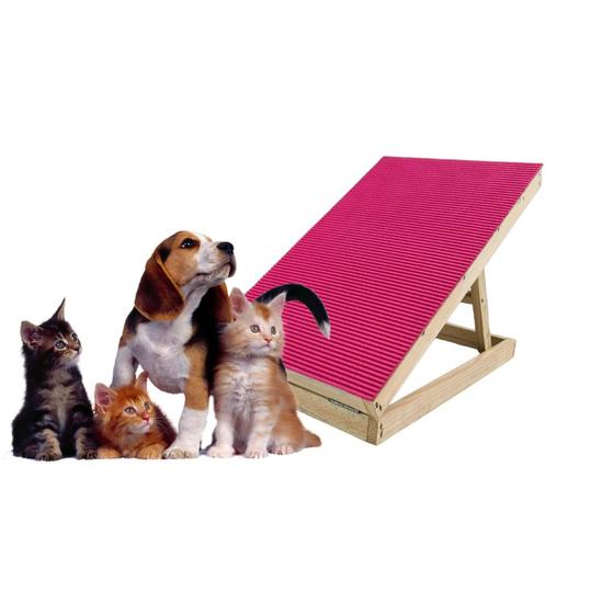 Imagem de Rampa pet caes e gatos rosa antiderrapante altura ajustável