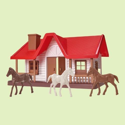 Imagem de Rancho Vermelho de Brinquedo Westen com Cavalos Usual