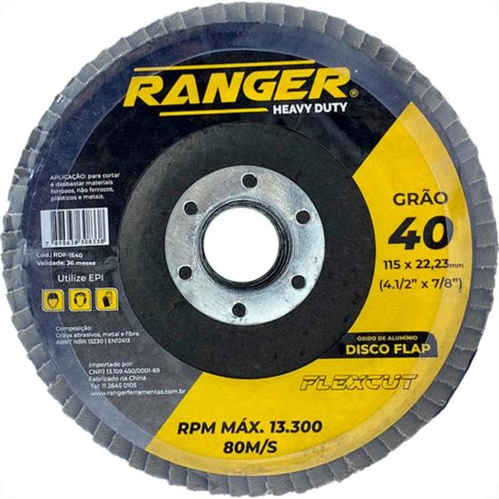 Imagem de Ranger Disco Flap  4.1/2 X 40 - Kit C/10 Un