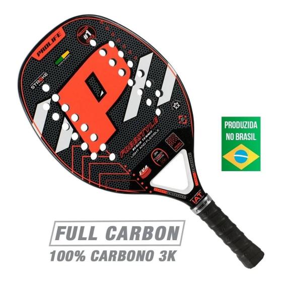 Raquete Beach Tennis Fibra De Carbono 3k Profissional Freestyle 28 Furos Prolife Feminino Masculino Menor preço em Raquete Beach Tennis Fibra De Carbono 3k Profissional Freestyle 28 Furos Prolife Feminino Masculino