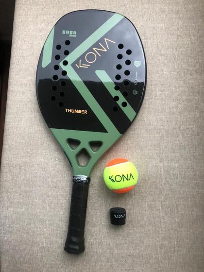 Imagem de Raquete de Beach Tennis Kona Thunder Green Carbono 3k 2023 + 01 Grip + 01 Bola BT