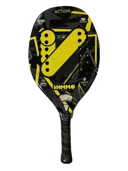 Imagem de Raquete de Beach Tennis Vammo Action Amarela Carbono 3k