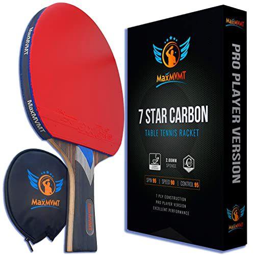 Imagem de Raquete de Ping Pong MaxMVMT - Carbono - 7 camadas - Pega inclusa