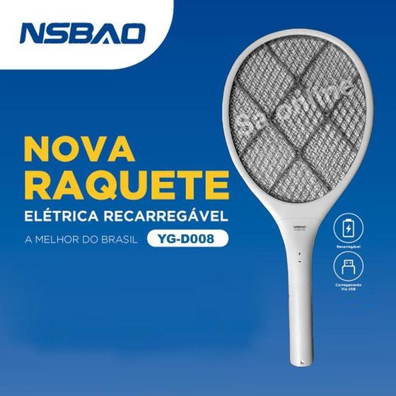 Raquete Elétrica Mata Insetos Recarregável Cabo Usb Menor preço em Raquete Elétrica Mata Insetos Recarregável Cabo Usb