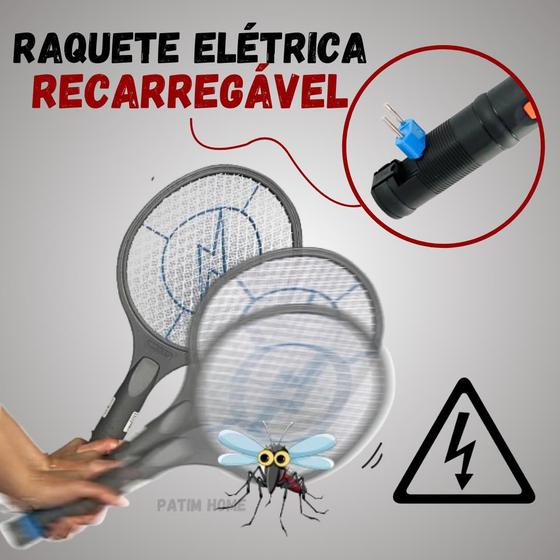 Imagem de Raquete Elétrica Mata Insetos Recarregável Mosca Pernilongos - Sortido