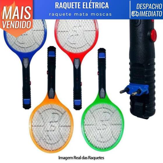 Raquete Elétrica Recarregável Bivolt Mata Mosquito Mosca Pernilongo