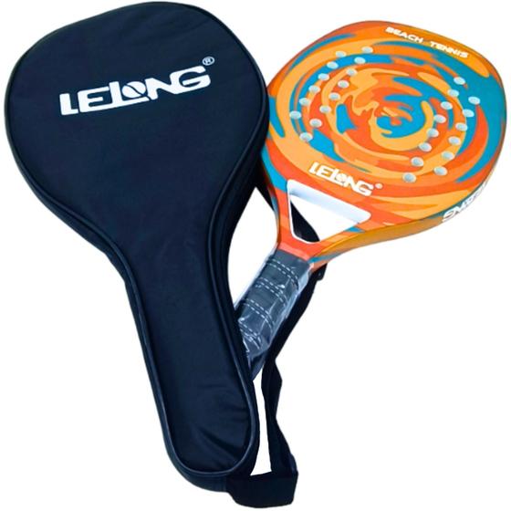 Imagem de Raquete Laranja Para Beach Tennis Profissional Em Fibra Carbono Com Capa Protetora - Camewin