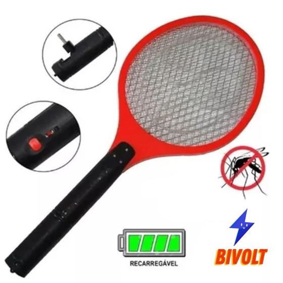 Raquete Mata Mosquito Mosca Elétrica Recarregável