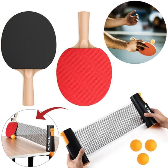 Imagem de Raquete Ping Pong Tenis De Mesa + Rede Retrátil Ajustavel