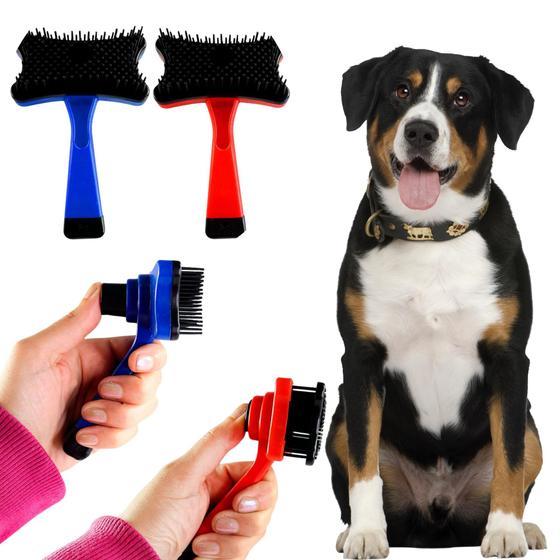 Imagem de Rasqueadeira Auto-Limpante para Cães e Gatos Desembaraça e Remove Pelos Soltos