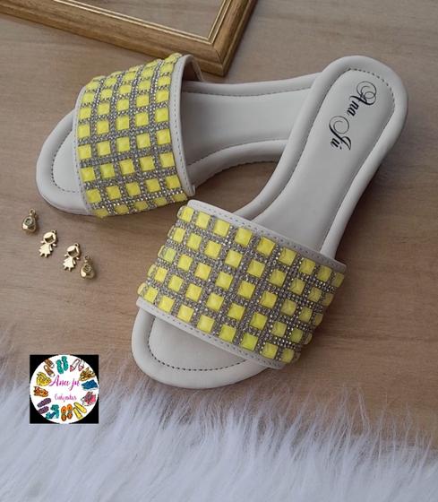 Imagem de Rasteira feminino chinelo rasteirinhas brilho confortável moda