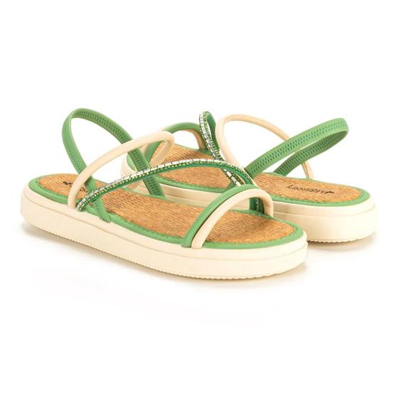 Imagem de Rasteira Mississipi Flatform Calce Fácil Feminina - Verde e Branco