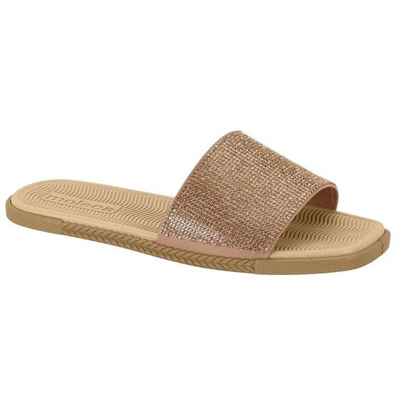 Imagem de Rasteira Moleca Slide Strass Feminino - Nude