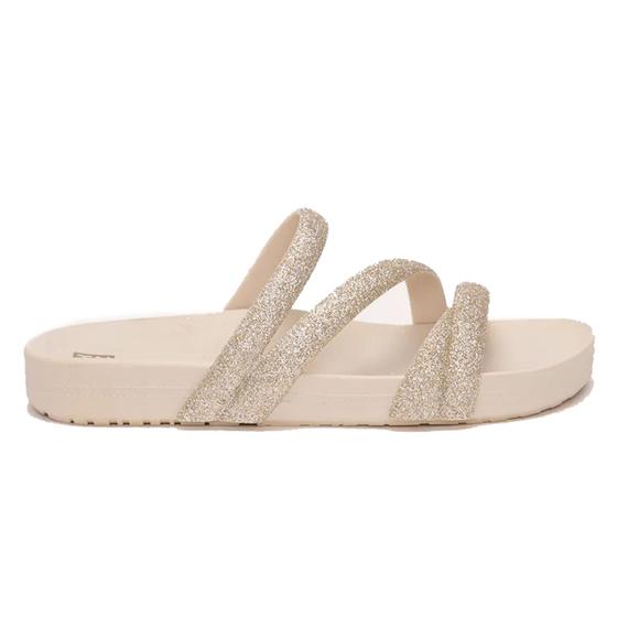 Imagem de Rasteira Zaxy Slide Glitter Feminina - Branco Off