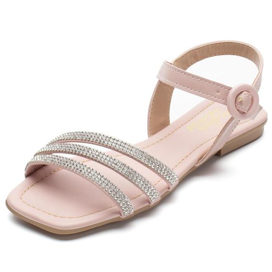 Rasteirinha Sandália Feminina Infantil Tiras Strass Brilho Menor preço em Rasteirinha Sandália Feminina Infantil Tiras Strass Brilho