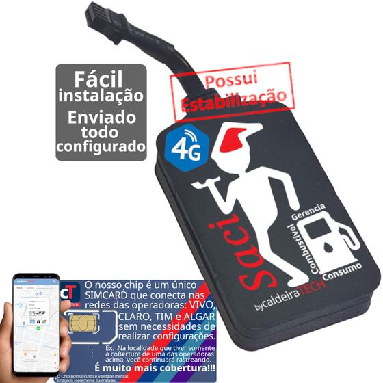 Imagem de Rastreador Veicular GPS 4G SACI caldeiraTECH Kit Localizador +Chip 5em1 +APP +Plataforma +Garantia