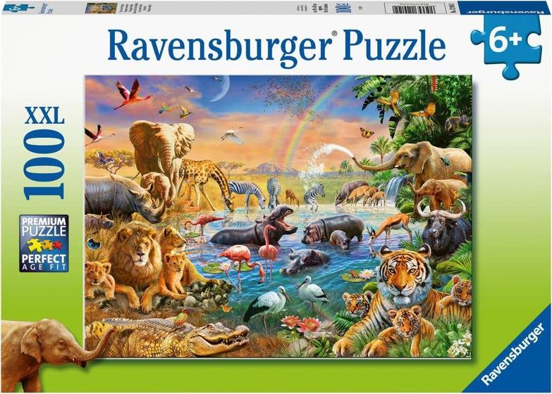 Imagem de Ravensburger 12910 Savannah Jungle Waterhole 100 Piece Puzzle for Kids - Every Piece is Unique, Pieces Fit Together Perfectly