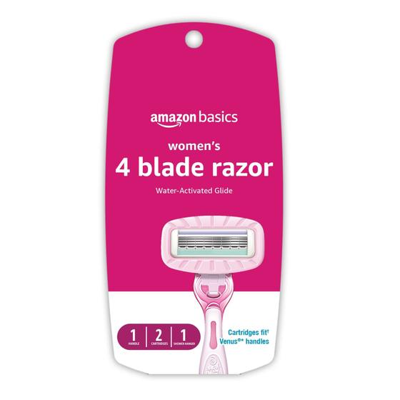 Imagem de Razor Amazon Basics 4 Lâminas para Mulheres - com 1 Alça e 2 Cartuchos