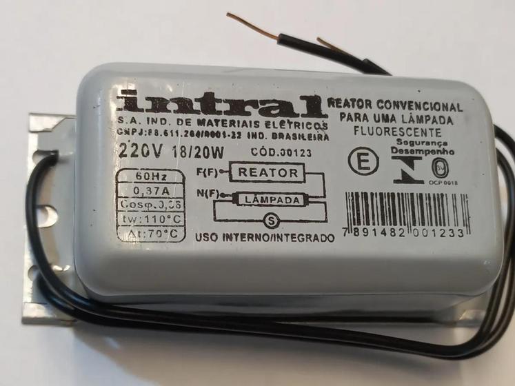 Reator convencional para 1 lampada fluorescente de até 20w 220v ...