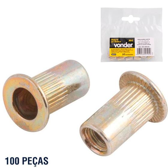 Imagem de Rebite POP com Rosca M4 com 100 Peças VONDER